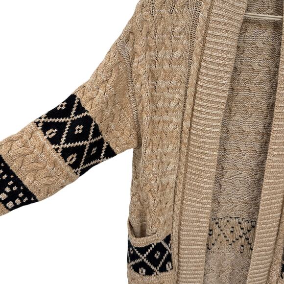 Anthropologie Pilcro Slouchy Open Front Oversized Cardigan Sweater Cable  L/XL - Picture 6 of 8